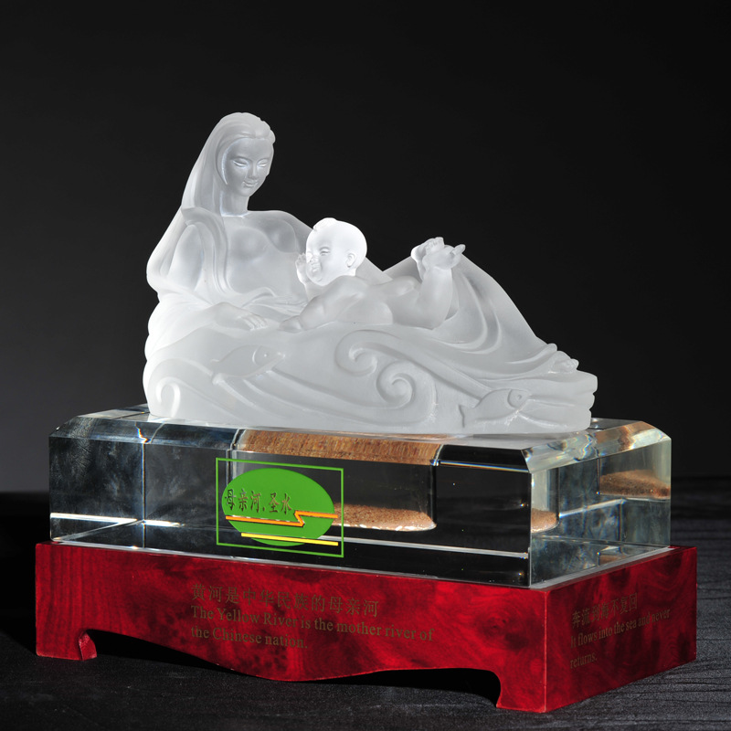 母亲河·圣水黄河源水高档水晶琉璃雕像工艺品摆件
